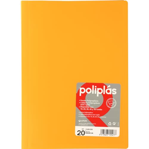 Grafoplas I Ordner mit Kunststoffhüllen I 20 transparente Hüllen I Größe DIN A4 Mandarine I Serie Polyplas undurchsichtig I Hergestellt in Spanien I Flexibler Deckel I Große Kapazität Grafoplas I Ordner mit Kunststoffhüllen I 20 transparente Hüllen I Größe DIN A4 Mandarine I Serie Polyplas undurchsichtig I Hergestellt in Spanien I Flexibler Deckel I Große Kapazität von Grafoplás
