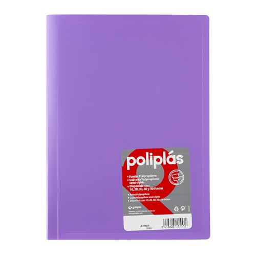Grafoplas I Ordner mit Kunststoffhüllen I 30 transparente Hüllen I Größe DIN A4 Lavendel I Serie Polyplas Blickdicht I Hergestellt in Spanien I Flexibler Deckel I Große Kapazität von Grafoplás