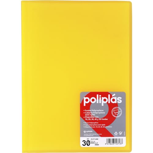 Grafoplas I Ordner mit Kunststoffhüllen I 30 transparente Hüllen I Größe Folio Gelb Soft I Serie Polyplas Durchscheinend I Hergestellt in Spanien I Große Kapazität Grafoplas I Ordner mit Kunststoffhüllen I 30 transparente Hüllen I Größe Folio Gelb Soft I Serie Polyplas Durchscheinend I Hergestellt in Spanien I Große Kapazität von Grafoplás