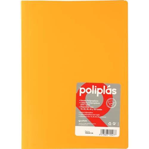 Grafoplas I Ordner mit Kunststoffhüllen I 50 transparente Hüllen I Größe Folio Mandarine I Serie Polyplas Blickdicht I Hergestellt in Spanien | Flexibler Deckel I große Kapazität Grafoplas I Ordner mit Kunststoffhüllen I 50 transparente Hüllen I Größe Folio Mandarine I Serie Polyplas Blickdicht I Hergestellt in Spanien | Flexibler Deckel I große Kapazität von Grafoplás