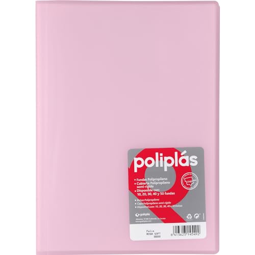Grafoplas I Ordner mit Plastikhüllen I 40 transparente Hüllen I Größe Folio Soft I Serie Poliplas durchscheinend I Hergestellt in Spanien I große Kapazität von Grafoplás
