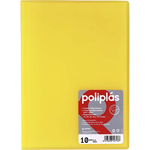 Grafoplas – Mappe mit 10 Hüllen, A4, Hardcover, PP A4 gelb von Grafoplás