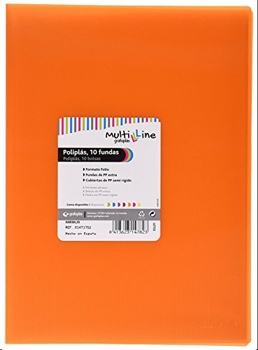 Grafoplas – Ordner, Foolscap, Einband PP, Multiline 10 orange von Grafoplás