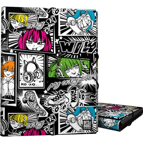Grafoplás Ordner mit 3 Klappen | gefütterter Karton | Hardcover | Foliogröße | Bits&Bobs Pop Up Design, Yuku | Weiche Haptik | FSC-zertifiziert von Grafoplás