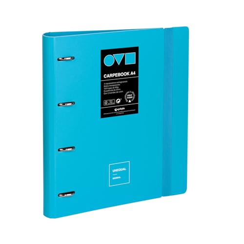 Grafoplas - Ordner mit 4 Ringen, A5, Polyfoam, robust und ultraleicht, Minimal Pastellblau, inklusive Ersatz, runde Ringe 25 mm, perfekt zum Organisieren von Notizen von Grafoplás