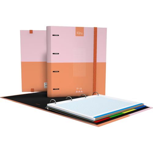 Grafoplás Ordner mit 4 Ringen | A4 | Kuru | Orange | Inklusive Ersatz-Raster 5 x 5 farbiger Rand | Papier 90 g | Trennblätter | ergonomischer gebogener Rücken | Ordner | perfektes Schulmaterial von Grafoplás