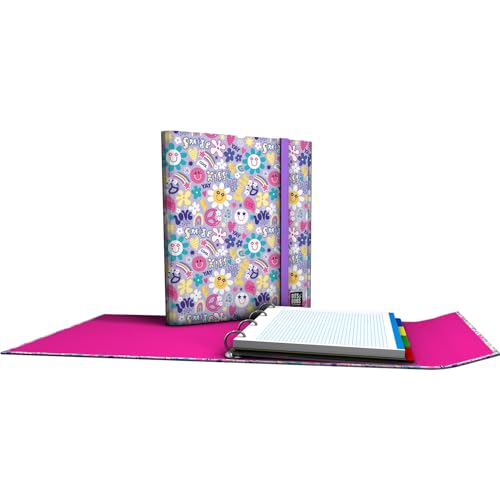 Grafoplás Ordner mit Nachfüllung und Klappe A4 | Smile Bits & Bobs Schreibmappe | Inklusive Trennblättern | Gummizug Verschluss | Ergonomisch gebogener Rücken | Papier 5 x 5 90 g | FSC-zertifiziert Grafoplás Ordner mit Nachfüllung und Klappe A4 | Smile Bits & Bobs Schreibmappe | Inklusive Trennblättern | Gummizug Verschluss | Ergonomisch gebogener Rücken | Papier 5 x 5 90 g | FSC-zertifiziert von Grafoplás