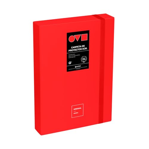 Grafoplas Projektordner | Rücken 5 cm | Foliogröße | fester Deckel | PolyFoam | robust und ultraleicht | Rot | Kollektion Unequal Minimal | Perfekt für Schuldokumente von Grafoplás