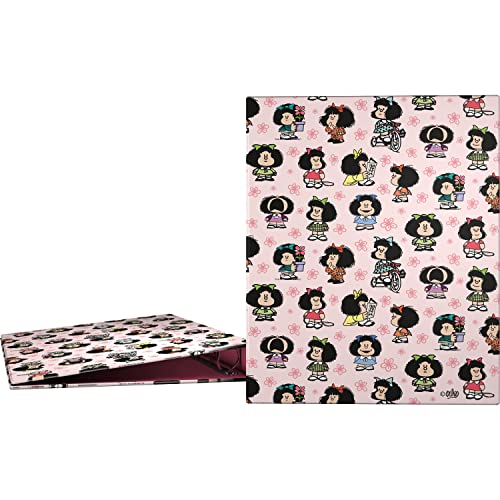 Grafoplás Ringbuch A4 | 4 gemischte Ringe 25 mm | Einzigartige Mafalda-Kollektion | weich im Griff | FSC-zertifiziert von Grafoplás