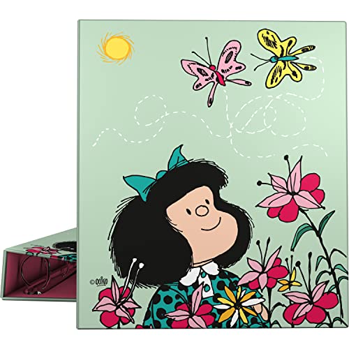 Grafoplás Ringbuch A4 | 4 gemischte Ringe 40 mm | Mafalda-Kollektion Frühling, weich im Griff, FSC-zertifiziert von Grafoplás