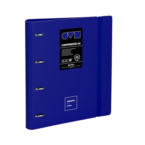 Grafoplas - Ordner mit 4 Ringen, A5, Polyfoam, robust und ultraleicht, Minimal Blau, inklusive Ersatz, runde Ösen, 25 mm, perfekt für die Organisation von Schulsachen von Grafoplás