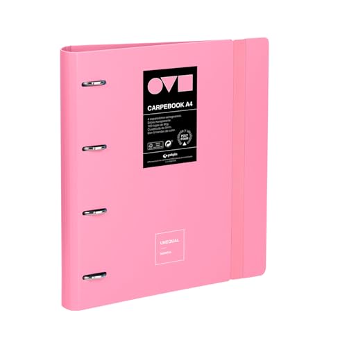 Grafoplas - Ordner mit 4 Ringen, A5, Polyfoam, robust und ultraleicht, Unequal minimal Rosa, inklusive Ersatz, runde Ringe 25 mm, perfekt für die Organisation von Schulsachen von Grafoplás