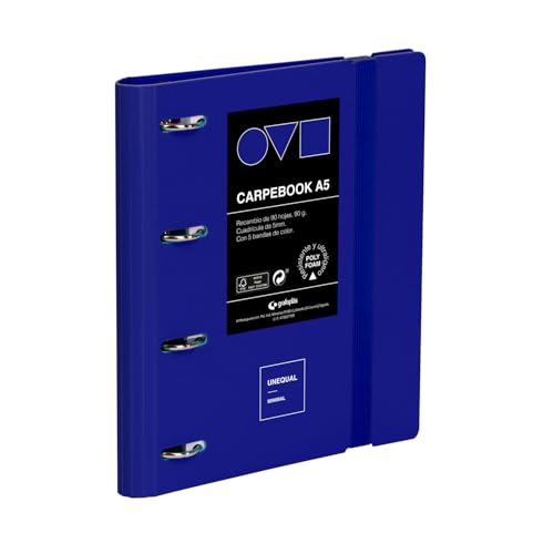 Grafoplas - Ordner mit 4 Ringen A4, Polyfoam, robust und ultraleicht, Minimal Blau, inklusive Ersatzteil, Trennblätter und Umschlag, perfekt für die Organisation von Schulsachen von Grafoplás