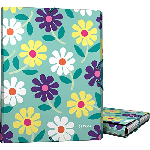 Grafoplás | Schulmappe mit 3 Klappen | Gefütterter Karton | Hartdeckel | Folio Größe | Design Kollektion Elena Corredoira Flowers | FSC zertifiziert von Grafoplás