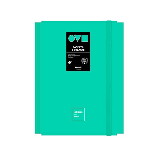 Grafoplas Schulmappe mit 3 Klappen Mint | Unequal Minimal | Polyfoam | 360-Grad-Öffnung | robust und ultraleicht | flacher Gummizugverschluss | starre Einband | Aesthetic Schulmaterial von Grafoplás