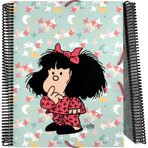 Grafoplas - Schulmappe mit transparenten Hüllen, A4, flexibler Einband, 30 Polypropyleneinlagen, Mafalda Pyjama, Maxiplas, perfekt für die Organisation Ihrer Schulsachen und zur Archivierung Ihrer von Grafoplás