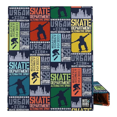 Grafoplás Schulordner A4 | Skate Bits&Bobs Pop Up Design | 4 gemischte Ringe 25 mm | FSC-zertifiziert | matt laminiert mit UVI-Lack | perfektes Schulmaterial von Grafoplás