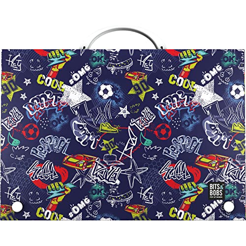 Grafoplás | Schultasche mit Griff und Druckknopfverschluss | Polypropylen | Foliengröße | 24,5 x 34,5 x 4 cm | Kollektion Design Bits & Bobs Pop Up Design Star von Grafoplás