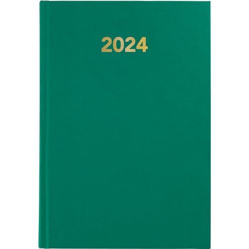 Grafoplás | Wirtschaftskalender 2024 | Tag Seite | Grün | Hardcover | Spanisch | 14,5 x 21 cm | Vinyl-Einband | Bayerische Serie | Lesezeichen | Perfekt für die Planung Ihres Jahres von Grafoplás