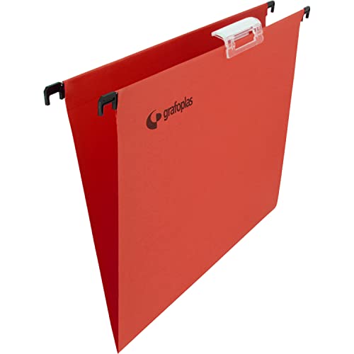 grafoplas – Paket 10 UDS Hängemappe, A4, mit Sucher Top Short 65 mm Lupe Effekt rot - von Grafoplás