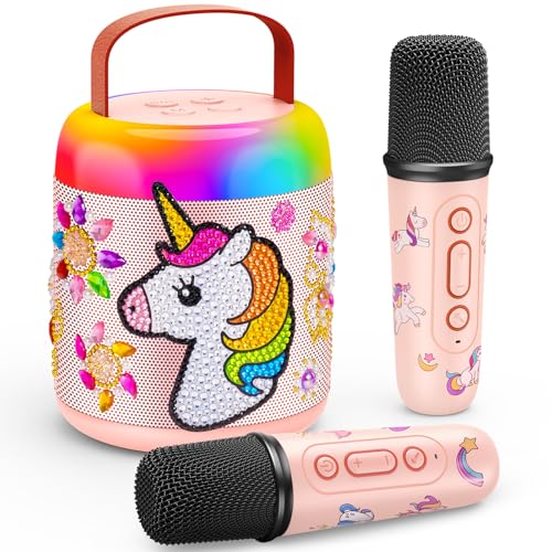 Gralal Karaoke Maschine Kinder mit 2 Bluetooth Mikrofonen, Einhorn Spielzeug Geschenk für Mädchen 3-12 Jahre - Tragbarer Mini-Lautsprecher mit LED-Lichtern & DSP – Ideal für Geburtstage, Partys von Gralal