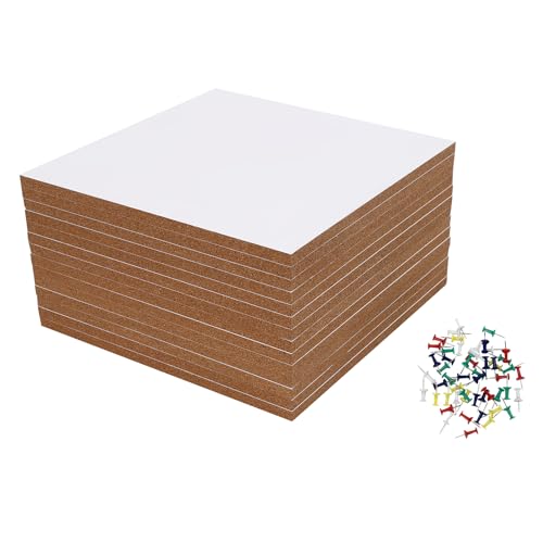 14 Stück Pinnwand, Quadratische Korkplatten mit selbstklebender, Korkwand mit 50 Stück Pushpin, für Böden, Wände, DIY von GramStudio