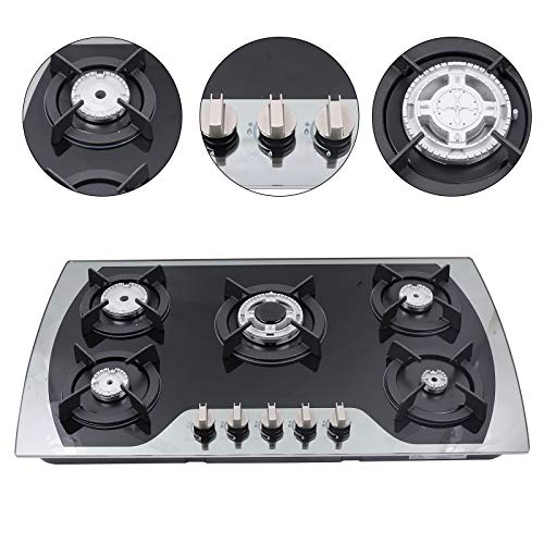Gaskochfeld 5 Flammig, 35.4" X 20" Gas Cooktop Stove Tempered Glass, Built-In LPG/NG Gas Cooker, für Innenbereich Gaskochfeld 5 Flammig, 35.4" X 20" Gas Cooktop Stove Tempered Glass, Built-In LPG/NG Gas Cooker, für Innenbereich von GramStudio