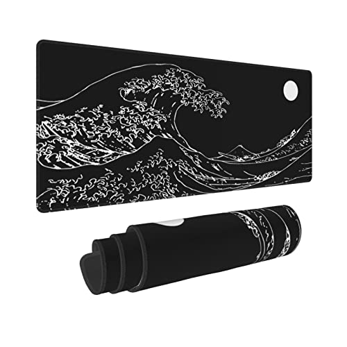 Japanische Mauspad, Motiv "Sea Wave", erweitertes großes Gaming-Mauspad, 80 x 30 cm, japanische Kanagawa-Schreibtischmatte, Laptop-Mauspad, rutschfeste Gummi-Mauspads für Büro, Zuhause, Reisen von Granbey