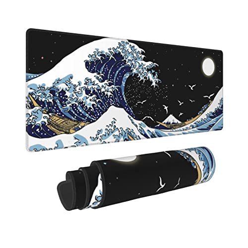 Kanagawa Surfen und schwarzes Mauspad, großes Gaming-Mauspad, japanische Wellen-Schreibtischmatte, Laptop-Mauspad, wasserdicht für Computer-Schreibtischmatte, 30x80 cm Kanagawa Surfen und schwarzes Mauspad, großes Gaming-Mauspad, japanische Wellen-Schreibtischmatte, Laptop-Mauspad, wasserdicht für Computer-Schreibtischmatte, 30x80 cm von Granbey