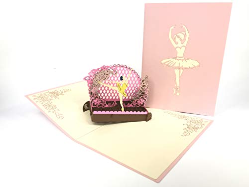 3D-Pop-Up-Grußkarte mit Ballerina-Theater-Motiv, Jahrestag, Baby, Happy Birthday, Ostern, Muttertag, Dankeschön, Valentinstag, Hochzeit, Kirigami, Papierhandwerk, Postkarten von GrandGift