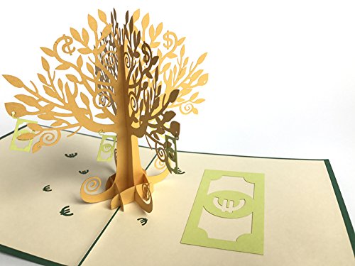 Geld Baum Euro Sterling Dollar viele Rose handgefertigt Creative Kirigami & Origami 3D Pop up Grußkarte & Geschenk Karten Thank You Karten von GrandGift