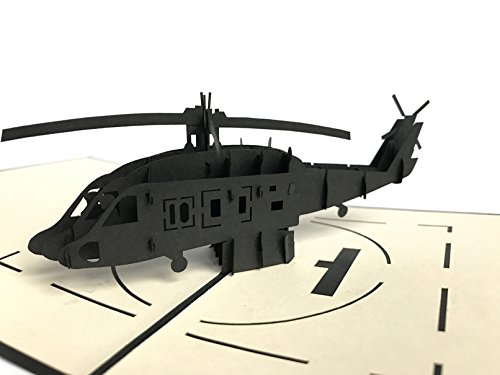Handgefertigt 3D Laser Cut Pop Up krigami Grußkarten Hubschrauber Design von GrandGift