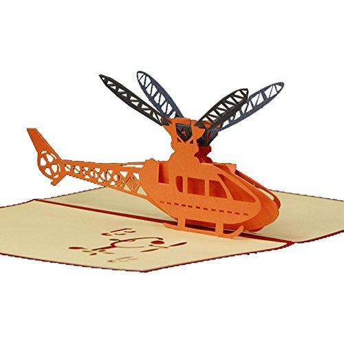 Handgefertigt 3D Laser Cut Pop Up krigami Grußkarten Hubschrauber Design von GrandGift