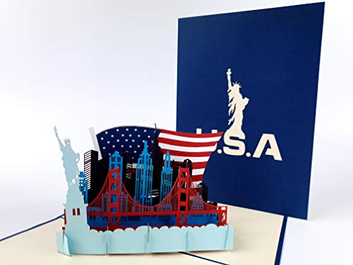 NYC Pop-Up-Grußkarte mit USA-Skyline, Freiheitsstatue, Jahrestag, Baby, Happy Birthday, Ostern, Muttertag, Dankeschön, Valentinstag, Hochzeit, Kirigami, Papierhandwerk, Postkarten von GrandGift