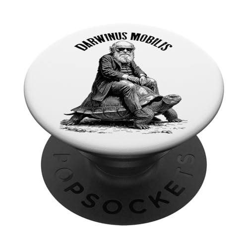 Lustige Charles Darwin Schildkröte Darwinus Mobilis Evolution PopSockets Klebender PopGrip von Grandio Design Funny Scientific Science Gifts