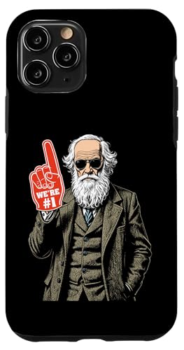 Lustiger Charles Darwin Schaumstoff-Finger Nummer eins in Evolution Hülle für iPhone 11 Pro von Grandio Design Funny Scientific Science Gifts