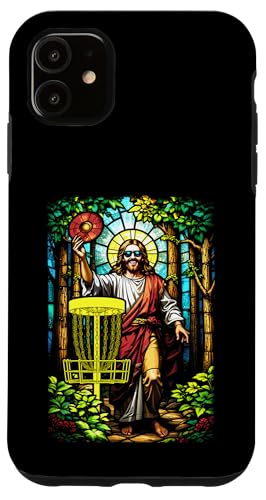 Disc Golf Jesus Christus Buntglas Waldkorb Golfer Hülle für iPhone 11 von Grandio Design Sports Training And Fitness