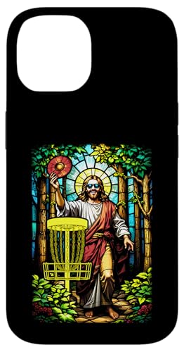 Disc Golf Jesus Christus Buntglas Waldkorb Golfer Hülle für iPhone 14 von Grandio Design Sports Training And Fitness