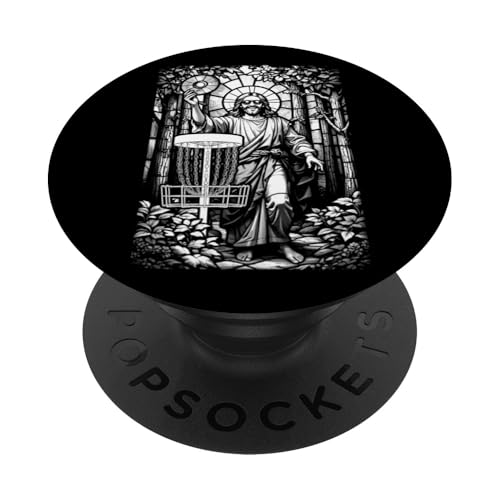 Disc Golf Jesus Christus Buntglas Waldkorb Golfer PopSockets Klebender PopGrip Disc Golf Jesus Christus Buntglas Waldkorb Golfer PopSockets Klebender PopGrip von Grandio Design Sports Training And Fitness