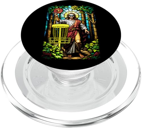 Disc Golf Jesus Christus Buntglas Waldkorb Golfer PopSockets PopGrip für MagSafe Disc Golf Jesus Christus Buntglas Waldkorb Golfer PopSockets PopGrip für MagSafe von Grandio Design Sports Training And Fitness