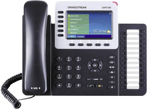 Grandstream GXP-2160 Systemtelefon,VoIP Bluetooth, Headsetanschluss Farbdisplay Schwarz, Silber von Grandstream
