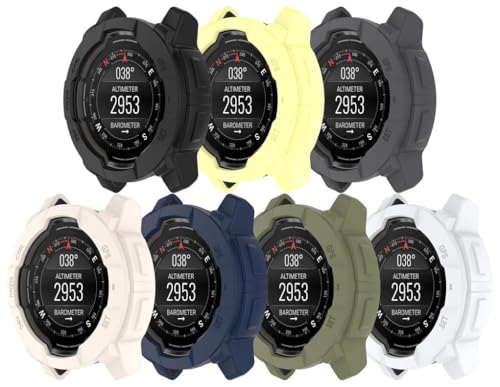 Case kompatibel mit Garmin Instinct 3 SOLAR 50mm / Instinct 3 AMOLED 50mm, Gransho Silicone Soft Bumper Protector Face Cover [NO Screen Protector] NO250502 (B [Pack of 7]) von Gransho
