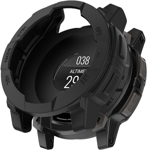 Case kompatibel mit Garmin Instinct 3 SOLAR 50mm / Instinct 3 AMOLED 50mm, Gransho Silicone Soft Bumper Protector Face Cover [NO Screen Protector] NO250502 (Black) von Gransho