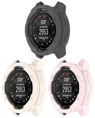 Case kompatibel mit Garmin Instinct 3 SOLAR 50mm / Instinct 3 AMOLED 50mm, Gransho Silicone Soft Bumper Protector Face Cover [NO Screen Protector] NO250502 (C [Pack of 3]) von Gransho