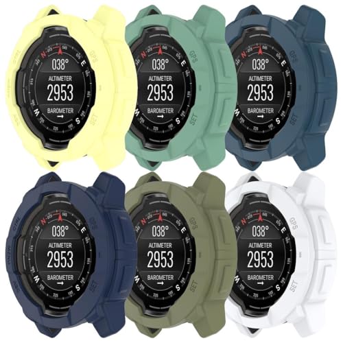 Case kompatibel mit Garmin Instinct 3 SOLAR 50mm / Instinct 3 AMOLED 50mm, Gransho Silicone Soft Bumper Protector Face Cover [NO Screen Protector] NO250502 (G [Pack of 6]) von Gransho