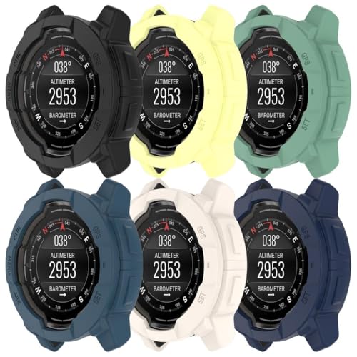Gransho Case kompatibel mit Garmin Instinct 3 SOLAR 50mm / Instinct 3 AMOLED 50mm, Silicone Soft Bumper Protector Face Cover [NO Screen Protector] NO250502 (E [Pack of 6]) von Gransho