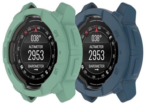Gransho Case kompatibel mit Garmin Instinct 3 SOLAR 50mm / Instinct 3 AMOLED 50mm, Silicone Soft Bumper Protector Face Cover [NO Screen Protector] NO250502 (F [Pack of 2]) von Gransho