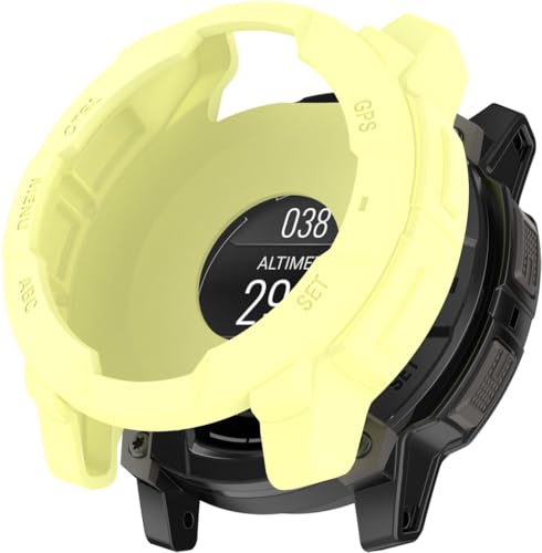 Gransho Case kompatibel mit Garmin Instinct 3 SOLAR 50mm / Instinct 3 AMOLED 50mm, Silicone Soft Bumper Protector Face Cover [NO Screen Protector] NO250502 (Yellow) von Gransho