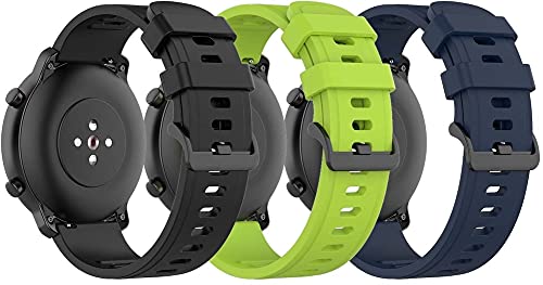 Gransho Kompatibel mit Huawei Watch GT 2 (46 mm) / Watch GT 2e / Watch GT/Watch 3 / Watch 3 Pro Ersatzarmband aus Silikon, 3 x J-Packung, 22mm, Riemen von Gransho