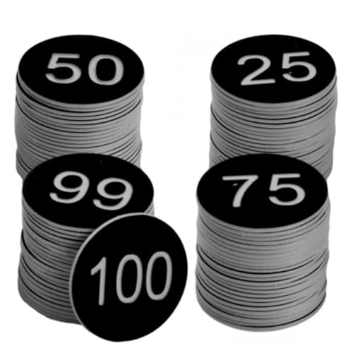 100 Stück Zahlenmarken, Nummernschilder aus Kunststoff, Schlüsselanhänger Zahlen, ABS Tischnummern Ohne Loch, 1-100 Graviert Nummeriert ID Tags für Hotels Tierhause Fitnessstudio (Schwarz) von Granvoo
